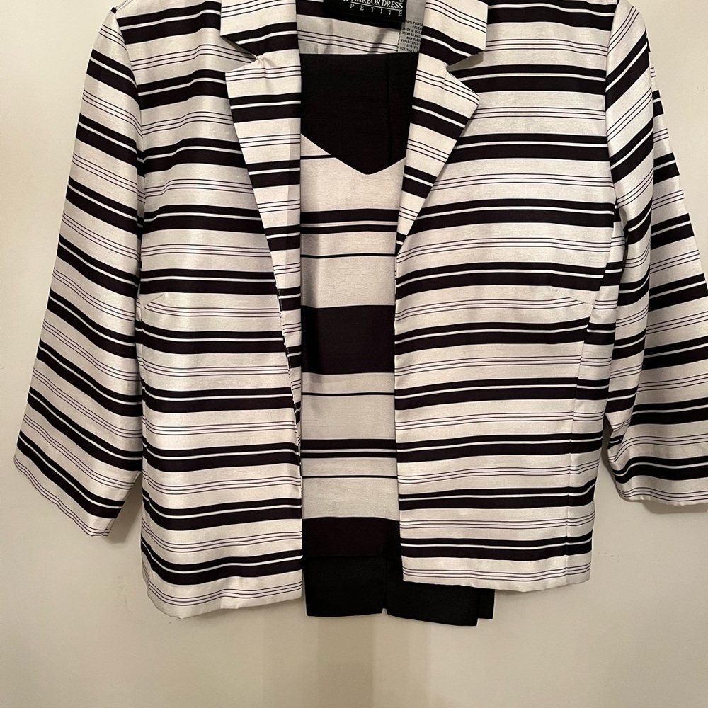 Sag Harbor 3 piece black and white striped jacket with shell and pants